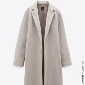 Zara Coat Lapel Collar Size M Beige